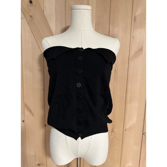 Cider | Black Button Strapless Top NWT | Size Medium - Picture 1 of 8
